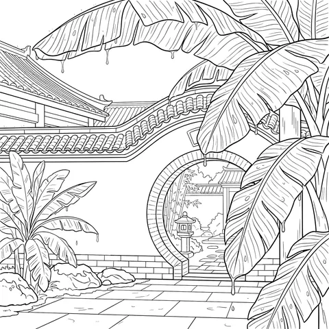 Courtyard Banana After Rain