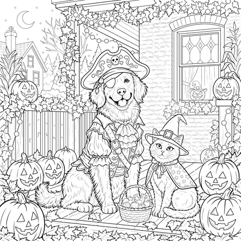 Pirate Dog and Witch Cat for Halloween