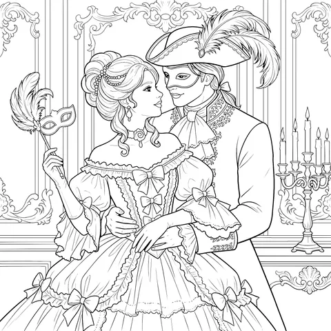Lovers Dancing at Royal Masquerade Ball