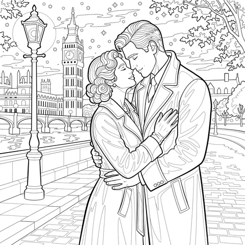 Couple on London Riverside Autumn Night