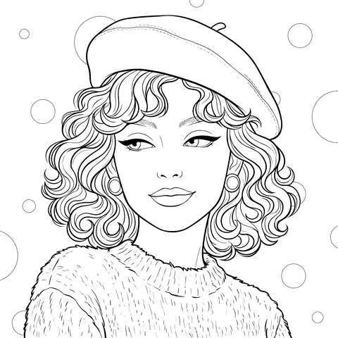Vintage Girl with Beret
