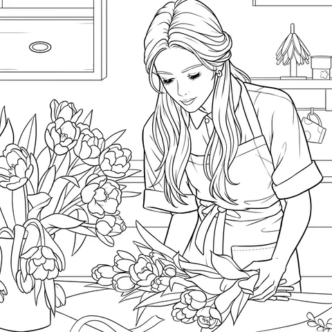 Florist Arranging Tulips