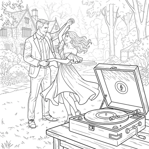 Couple Dancing in Manor Garden