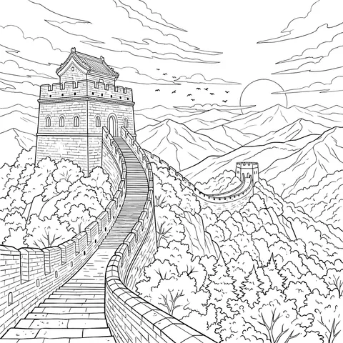 Great Wall at Autumn Sunset