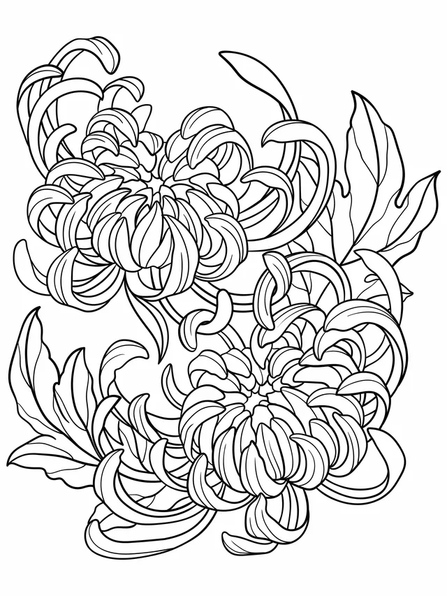 Illustration of Two Chrysanthemums