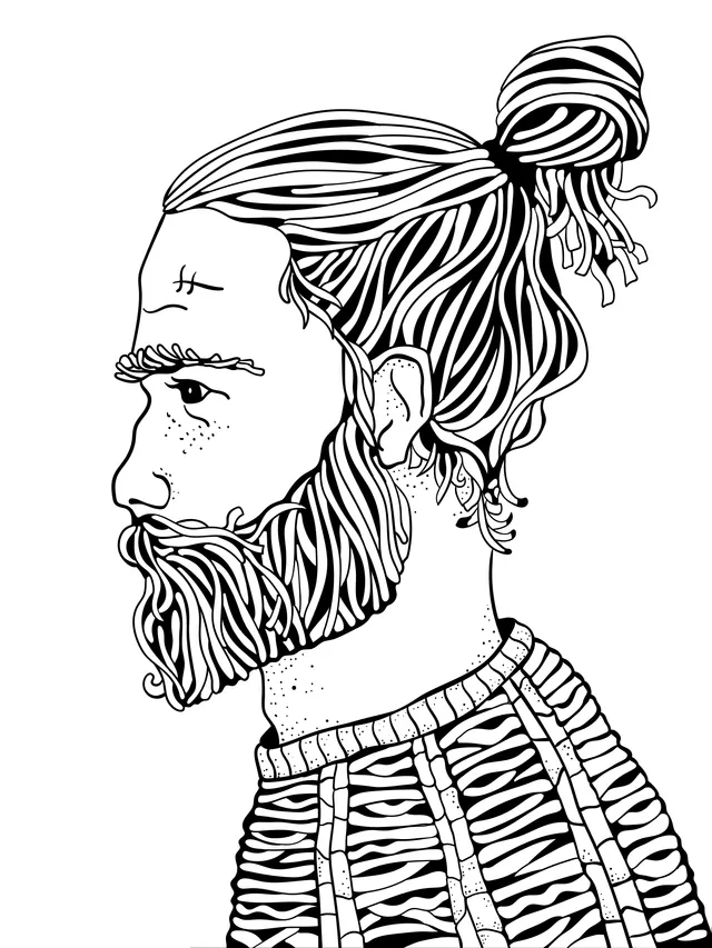 Bearded Man with a Top - knot