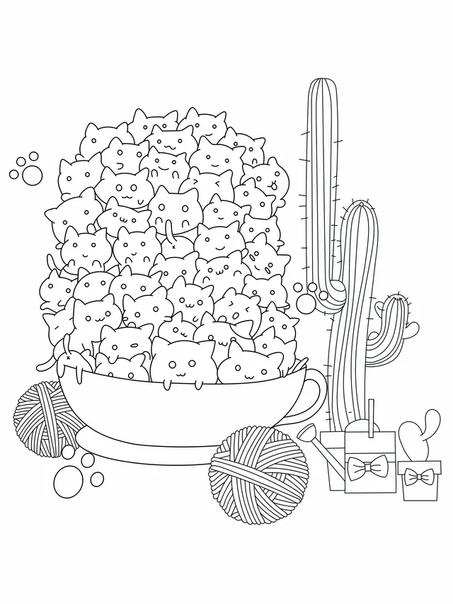 Colorful Cats in a Teacup