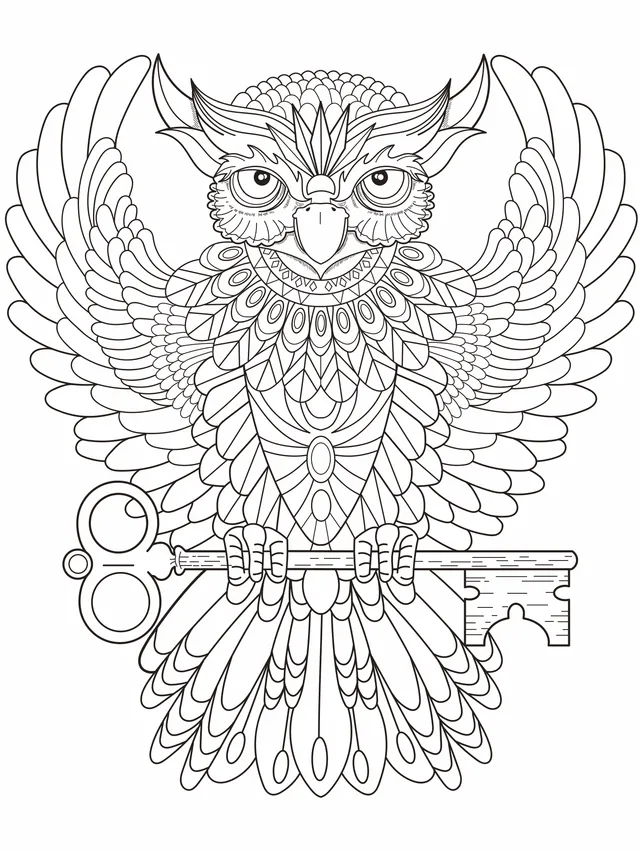 Owl Holding a Key