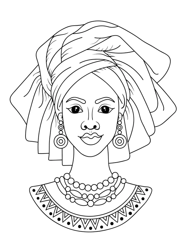 African woman with head - wrap and jewelry