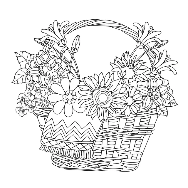 Basket Filled with Flowers