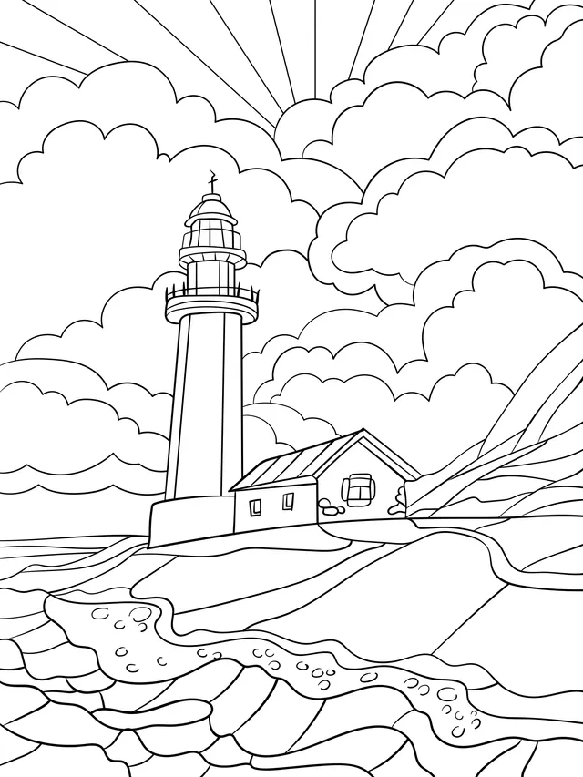 Lighthouse and Cottage by the Sea