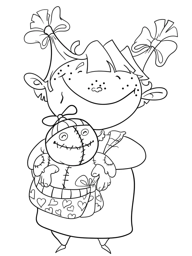 Little girl holding a doll