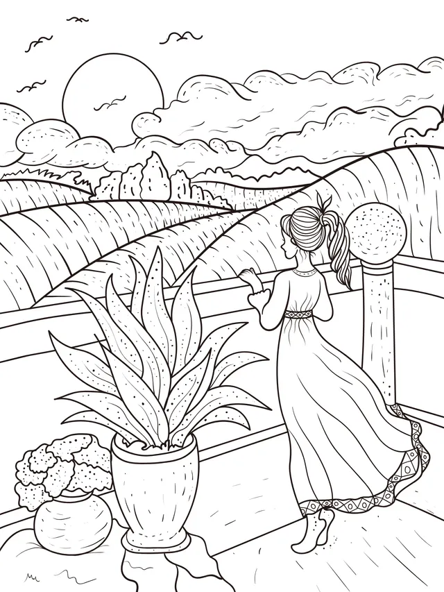Woman enjoying pastoral sunset