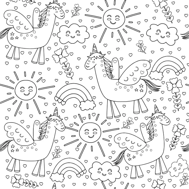 Unicorns and Rainbow Pattern