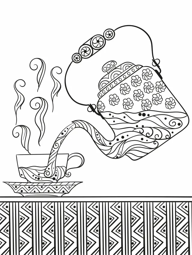 Colorful Teapot Pouring Tea