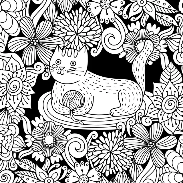 Cat among Flowers