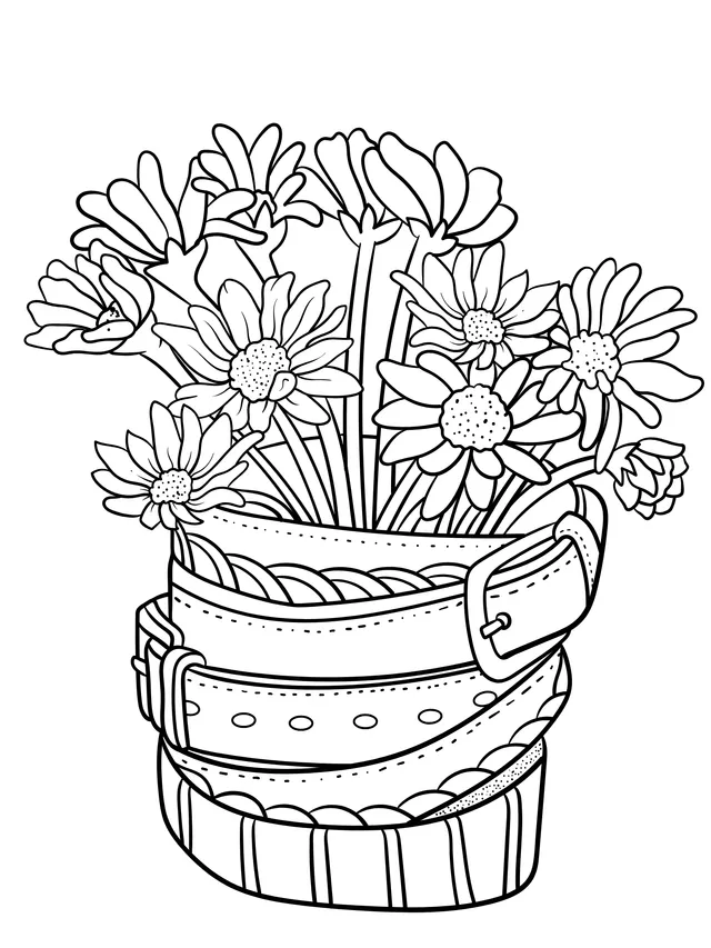 Flowers in a Belt - made Pot