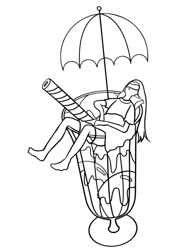 Person lying in an ice - cream sundae