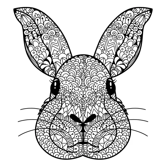 Colorful Patterned Rabbit Head