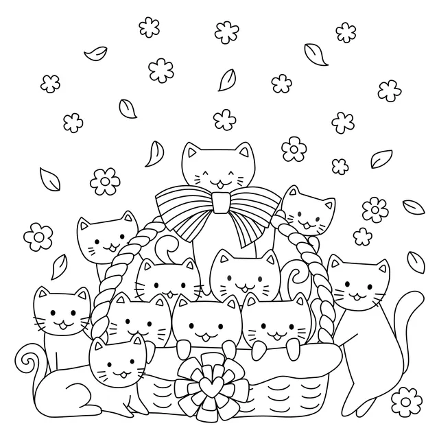 Cute cats in the basket