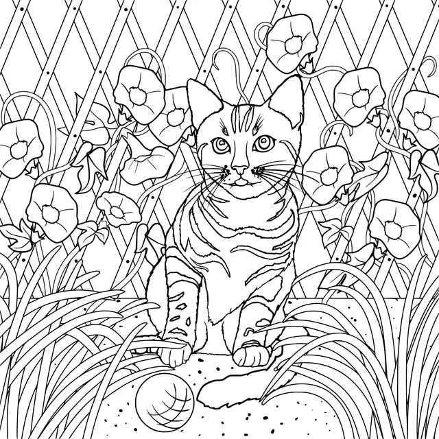 Cat in the Flower - bed