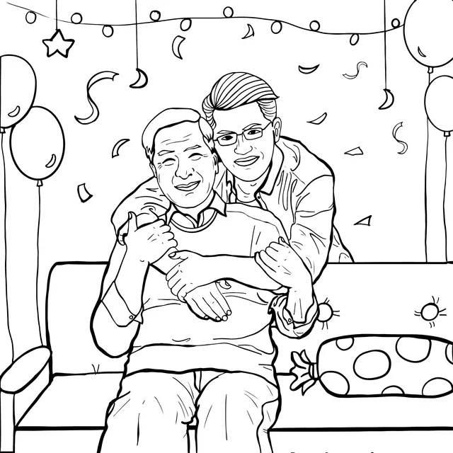 Warm moment between father and son