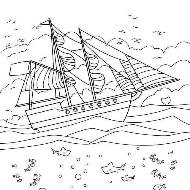 Sailing ship on the sea