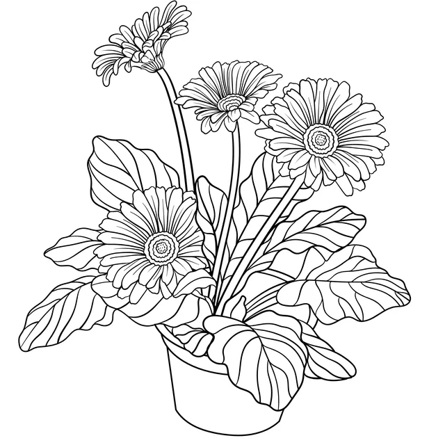 Colorful Flowers in a Pot