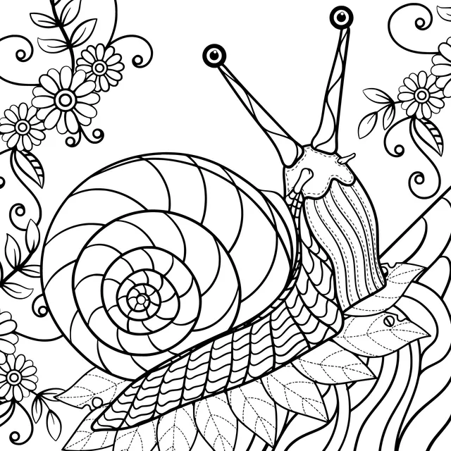 Snail in the Flower Bed