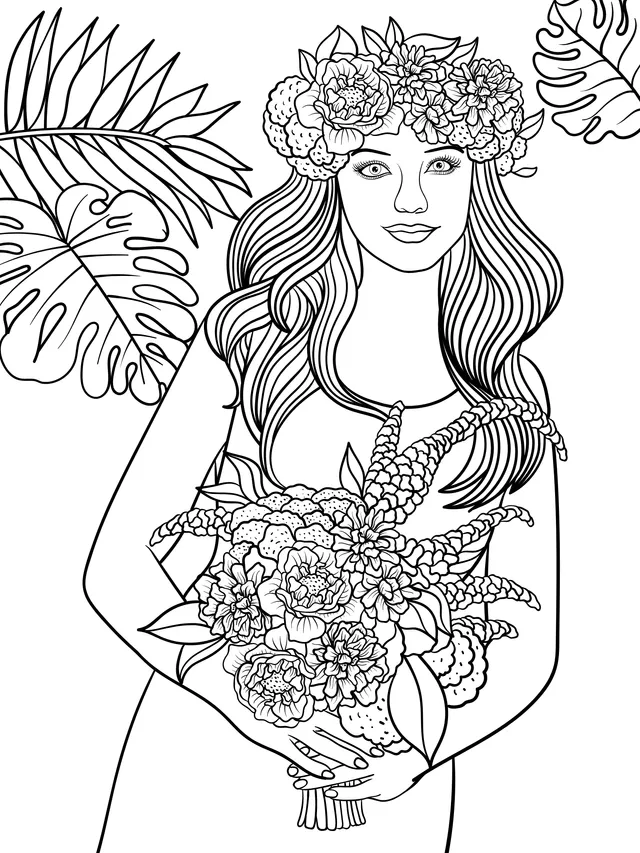 Dreamy Girl Holding Flowers