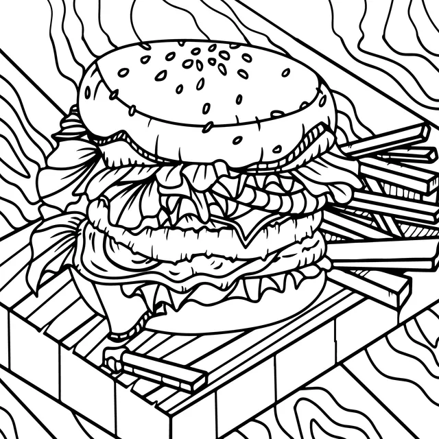 Delicious Burger and French Fries