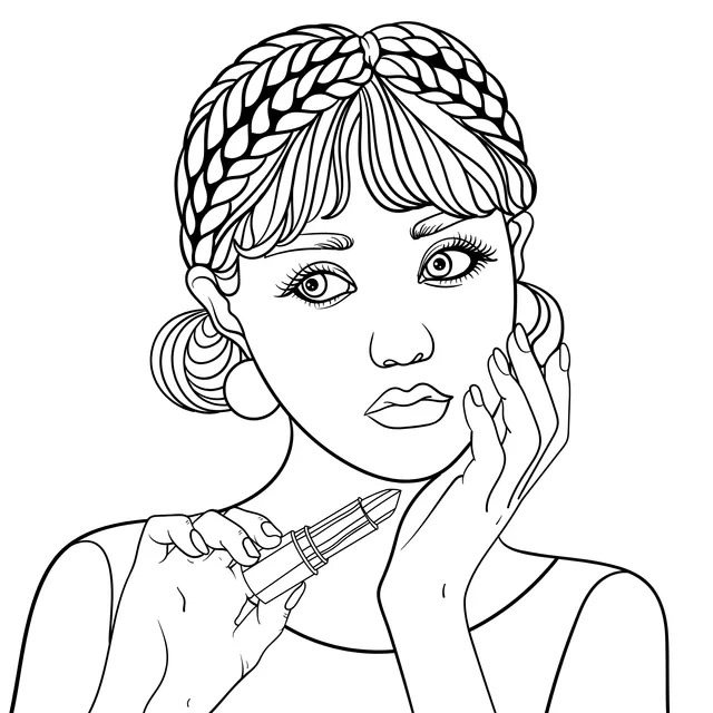 Lady holding a lipstick