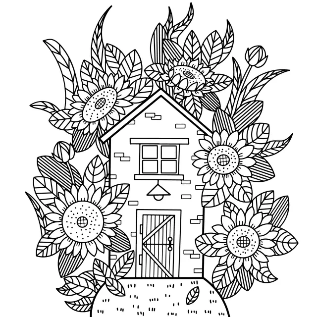 Cottage Surrounded by Flowers
