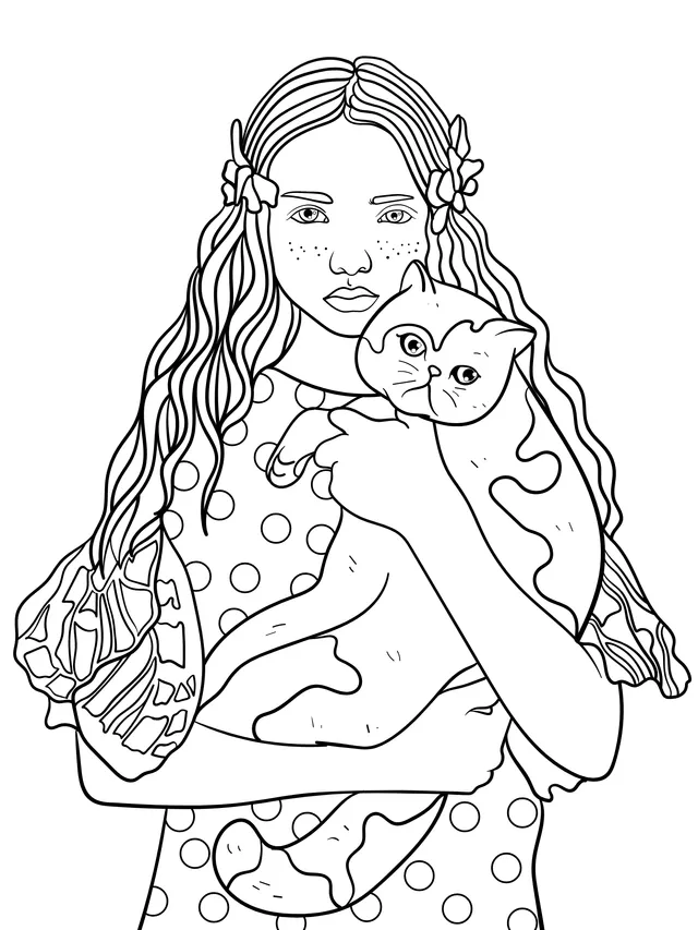 Girl holding a cat