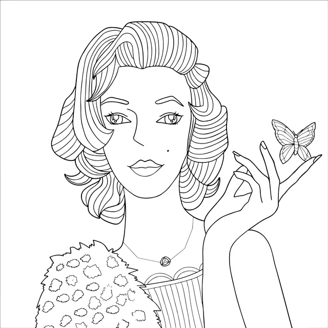 Vintage - style Lady Holding a Butterfly