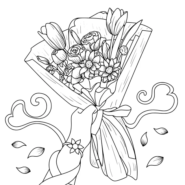 Holding a colorful bouquet
