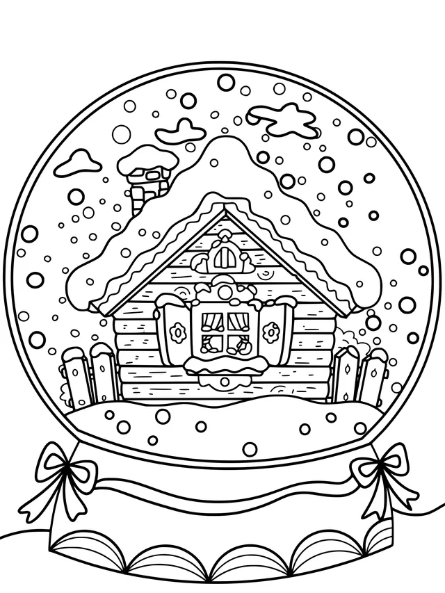 Wooden house in a snow globe
