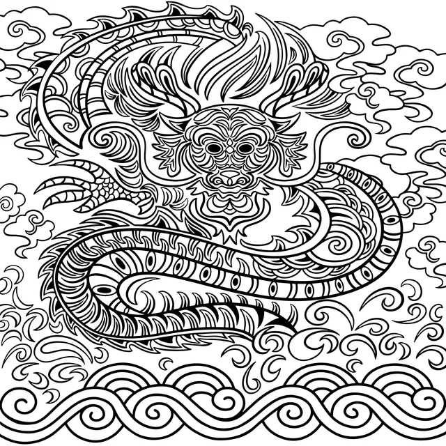 Colorful Traditional Dragon Pattern