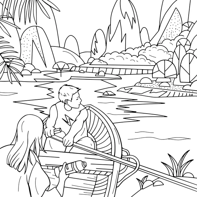 Rowing a Boat in the Landscape