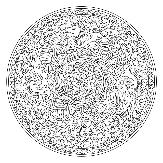 Round Plate with Traditional Auspicious Patterns