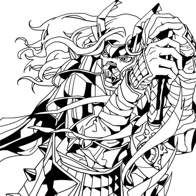 Warrior with red hair holding a sword