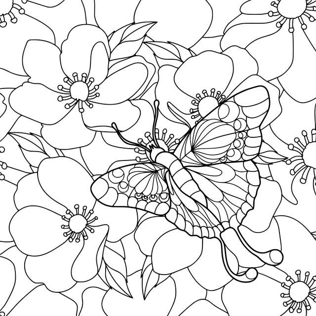 Colorful Butterfly among Flowers