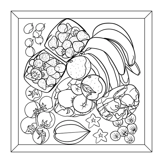 A Box of Colorful Fruits