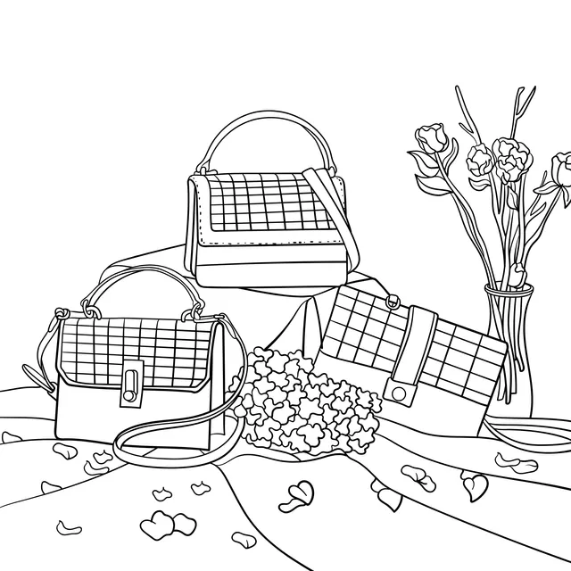 Colorful Handbags and Romantic Flowers