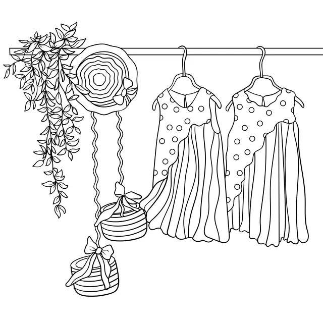 Clothing and accessories hanging on a rod