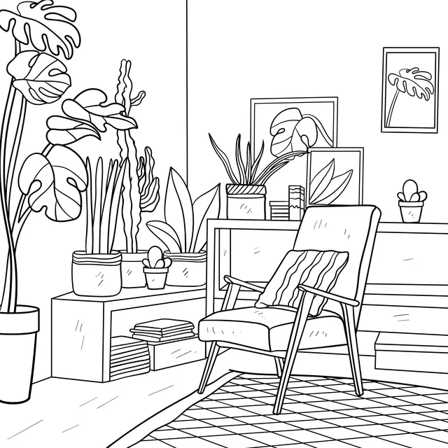 A Cozy Corner Decorated with Green Plants