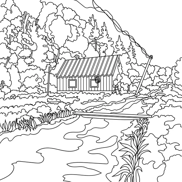 Cabin in the Forest and Stream