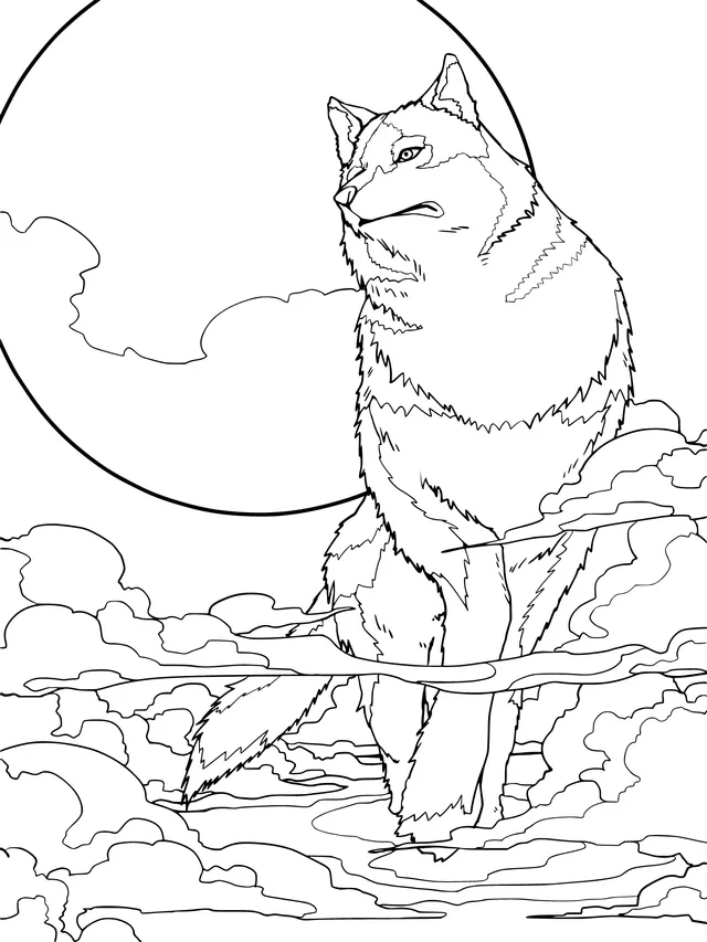 The Wolf under the Moon - lit Night