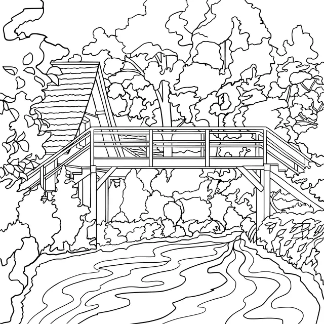 Wooden House in the Riverside Forest