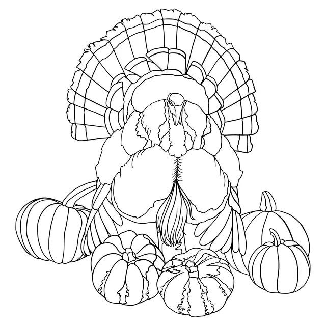Blue Turkey and Pumpkins